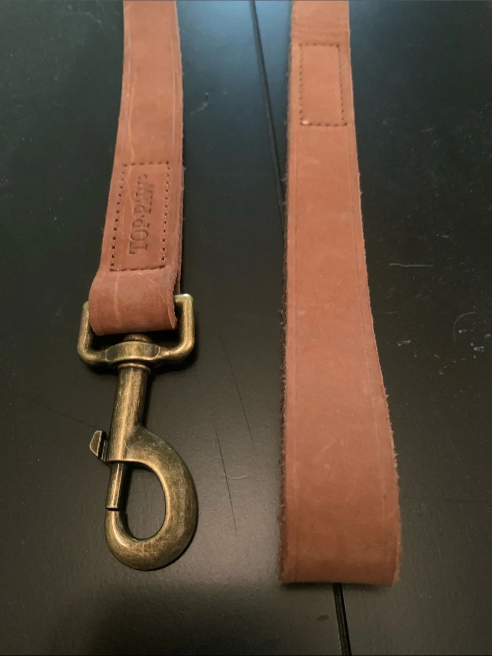 Top Paw Brown Leather Dog Leash